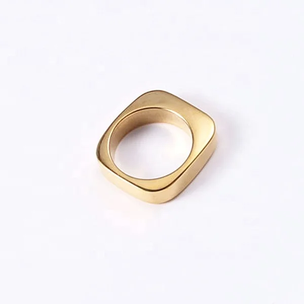 Block Hip Hop Girls Gift Geometric Signet Ring for Women Jewelry Rings