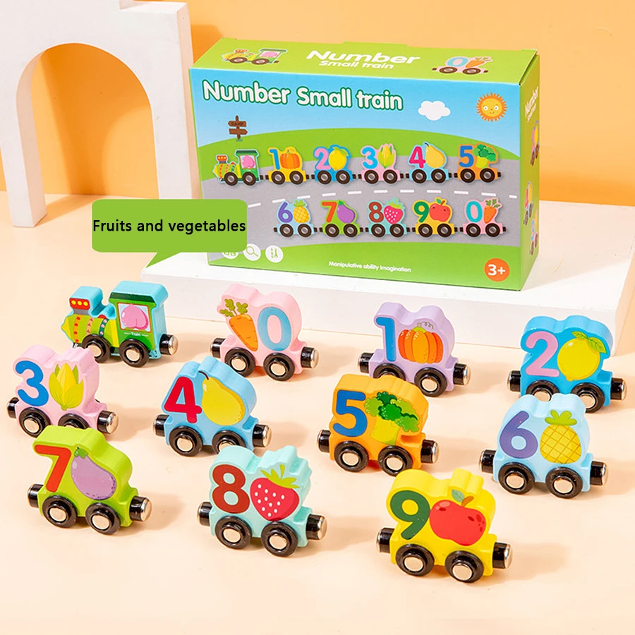 Children Educational train assembly building blocks of magnetic animal dinosaur digital traffic toy car Montessori toys for kids