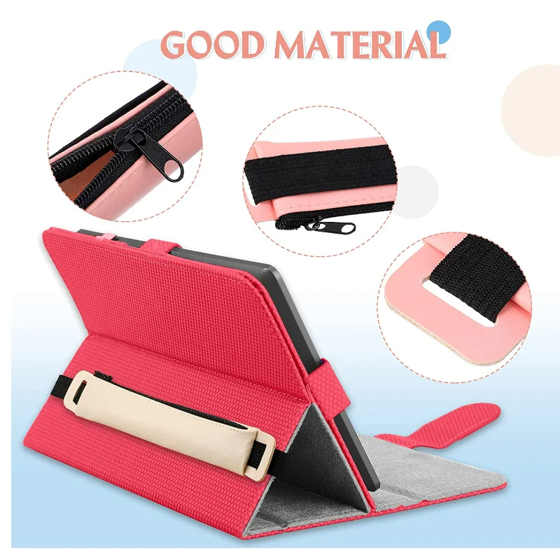 PU Leather Detachable Pen Pencil Pocket Case Sleeve Holder Pouch Elastic Band Book Notebook Pink Blue Office School