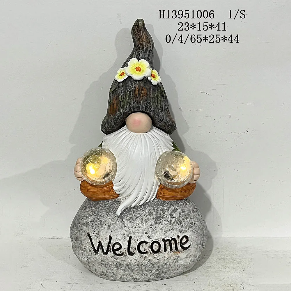 Garden yard funny decor  resin gnome statue artificial moss finished magnesia craft gnome flower pot  resin garden gnome statue