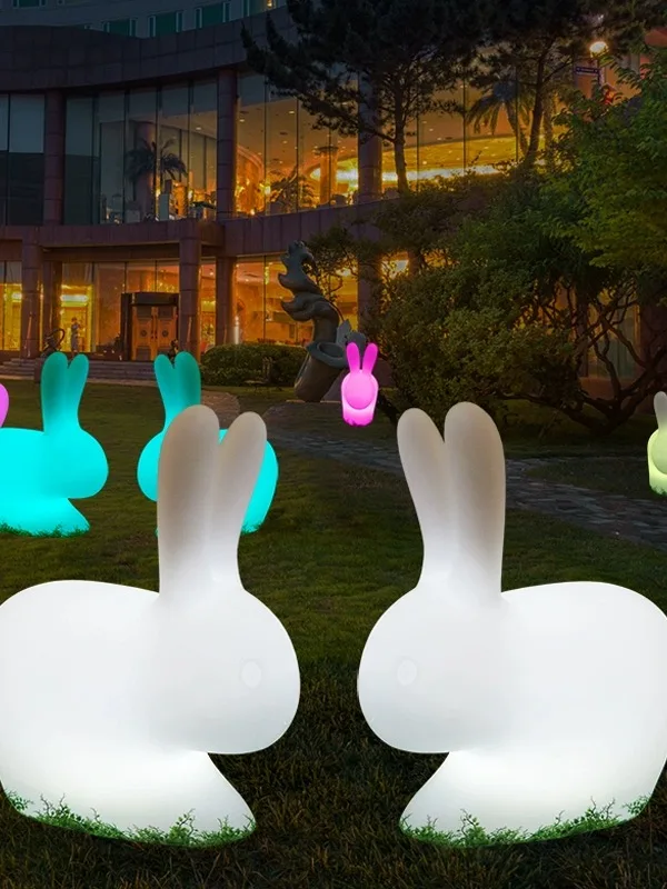 Square Park luminous rabbit lamp luminous white rabbit animal shaped lamp waterproof rabbit ornament lamp