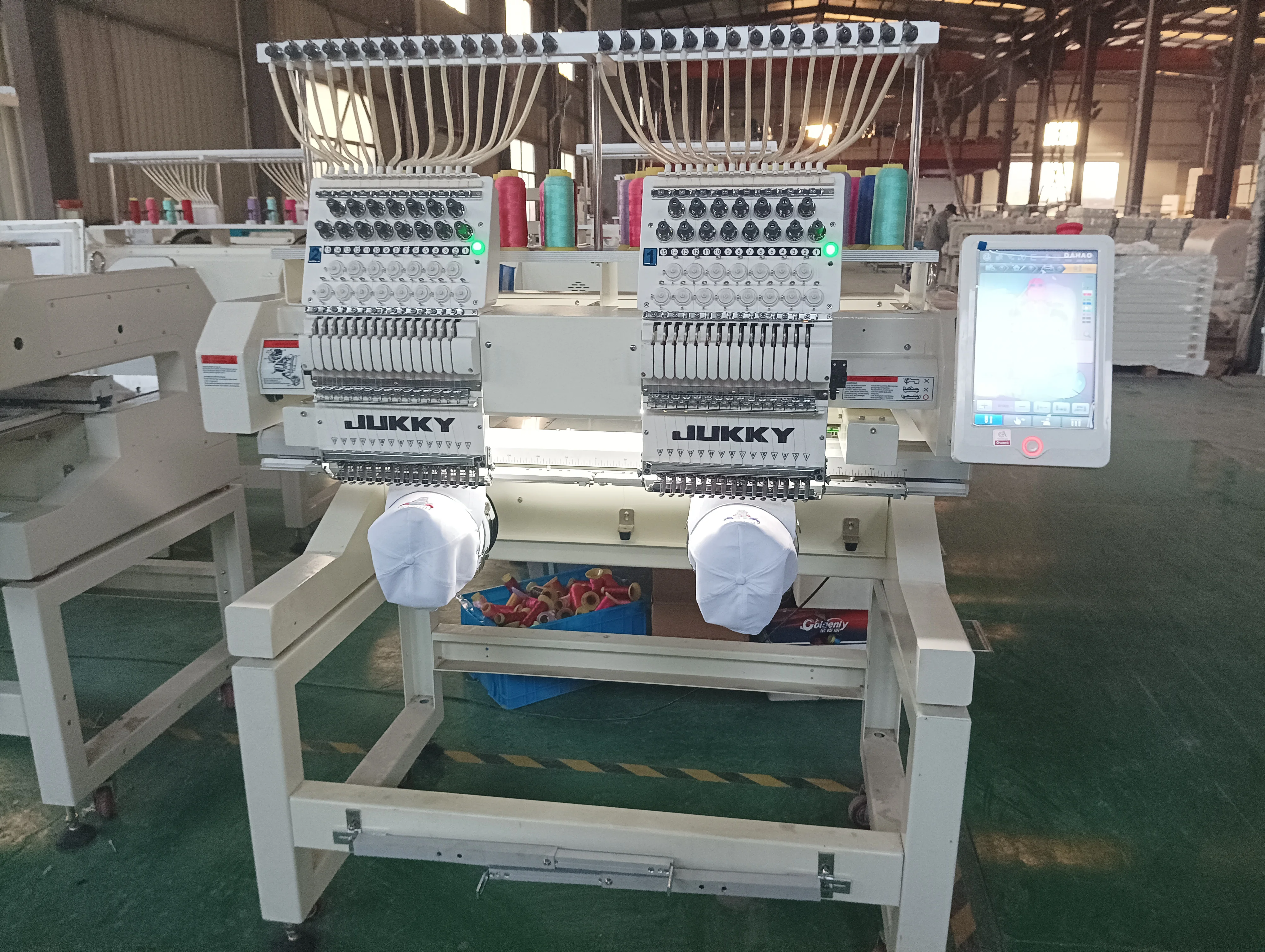 JUKKY 15 Needles Two-Head Automatic Industrial Embroidery Machine Cap Flat Computerized Core Motor Other Industrial Applications
