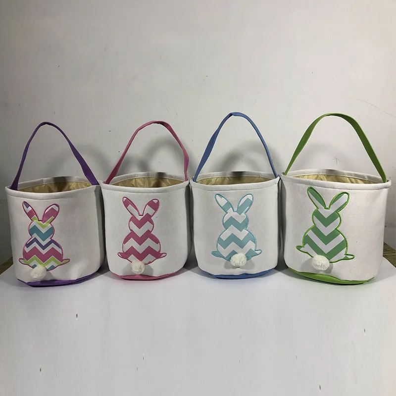 Plush Easter Basket with Rabbit Ears Sublimation Easter Baskets Storage Candy Bag 2023 Custom Polyester Easter Decoration 50pcs