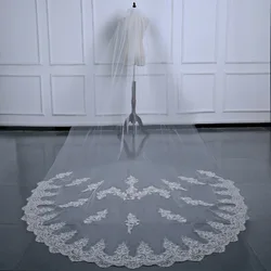 Большой шлейф, изысканная кружевная свадебная фата, свадебная фата DX9058