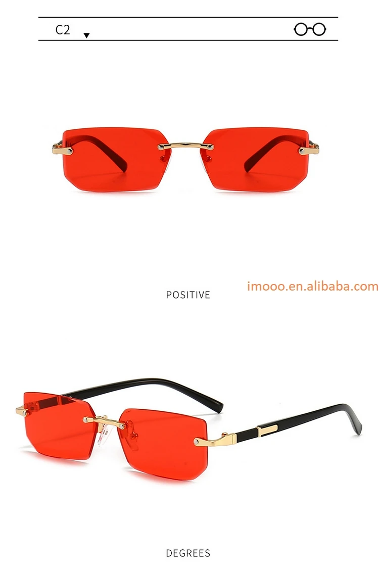 Factory Price Rimless Sunglasses UV Protection Rectangle Fashion Popular Women Men Shades Small Square Sun Glasses