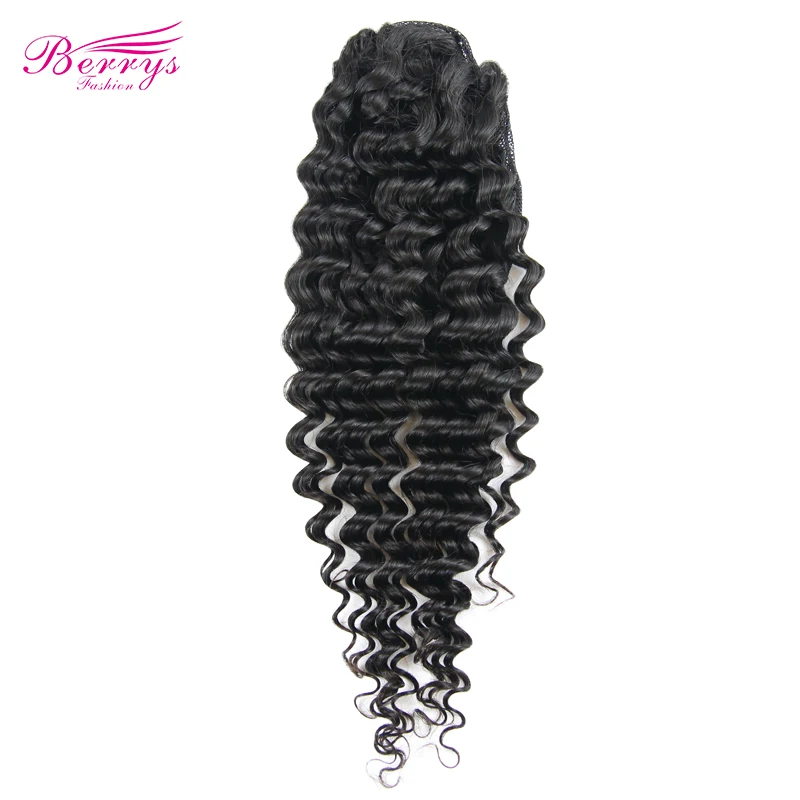 
Easy to Wear Ponytails Hair Extensions with Clips Natural Virgin Brazilian Hair Deep Curly Human Hair Ponytails 