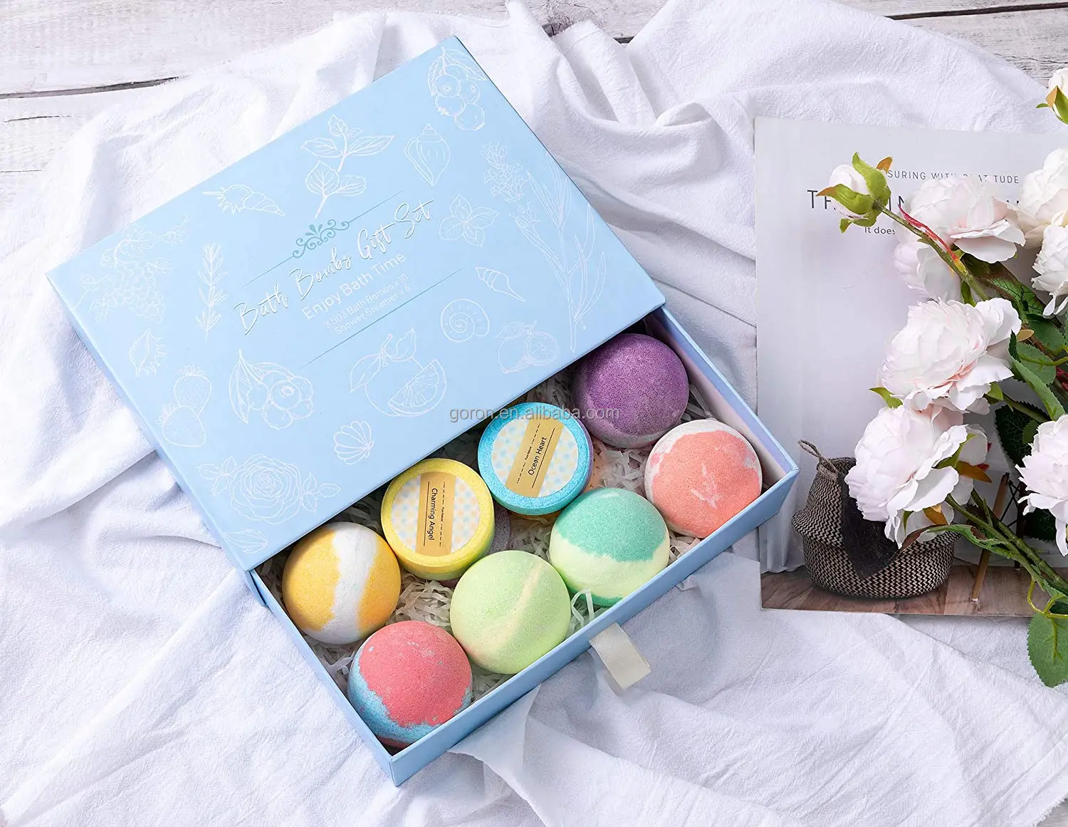 Wholesale OEM luxury package shower steamers gift dry skin moisturize bath bombs custom