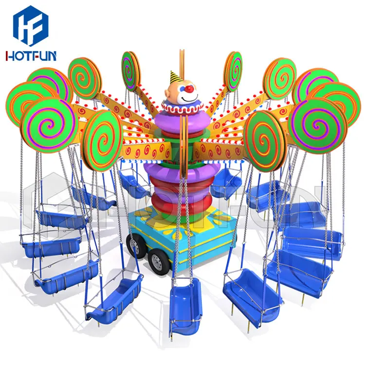 Park attractions for park thrilling rides portable amusement rides trailer mounted trailer samba flying chair ride for sale