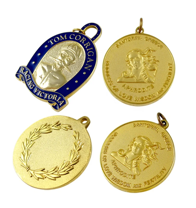 custom shape logo thai boxing awards fencing golden medals metal ribbons metal sport medals of honor for wholesales
