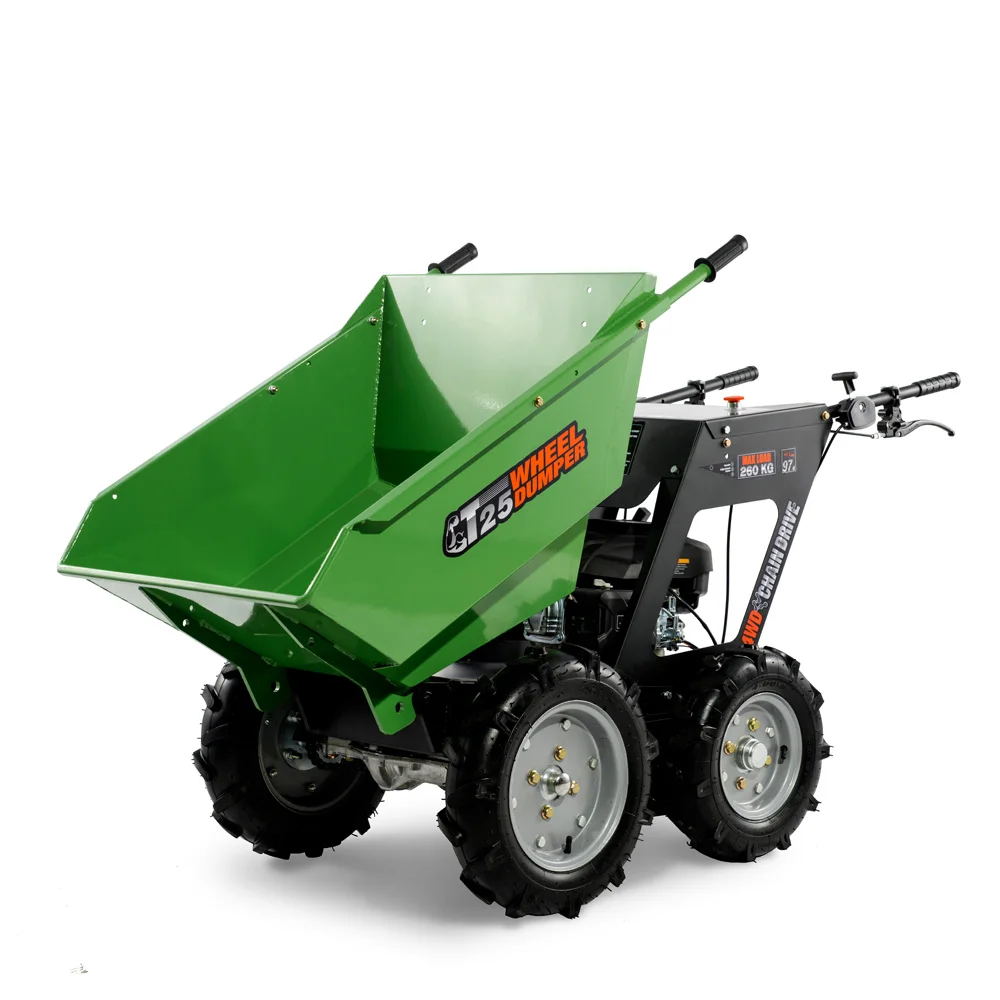 250KG Loading Capacity 5.5hp Petrol Motor Powered 4x4 Mini Wheel Barrow Garden for Fruit Ranch