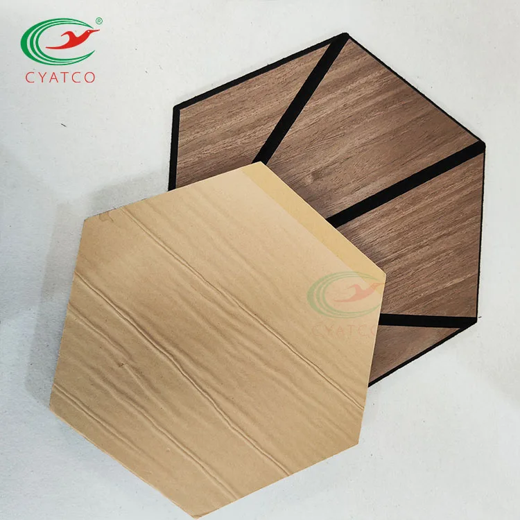 Eco-friendly Wooden Hexagon Polyester Fiber Acoustic Panel Akupanel Sound Absorption 3D With back adhesive