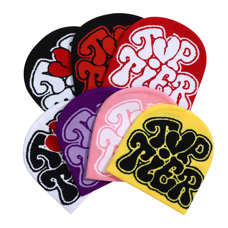 custom winter knitted hat logo printed jacquard beanies