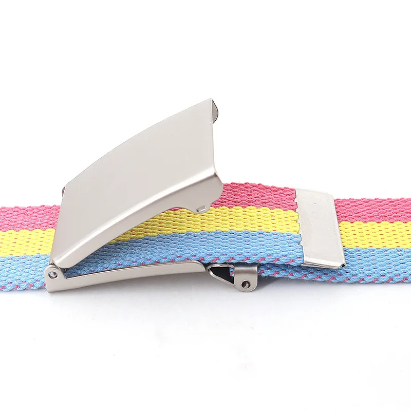 Custom Male Women Colorful Iron Metal Buckle Canvas Fabric Belts
