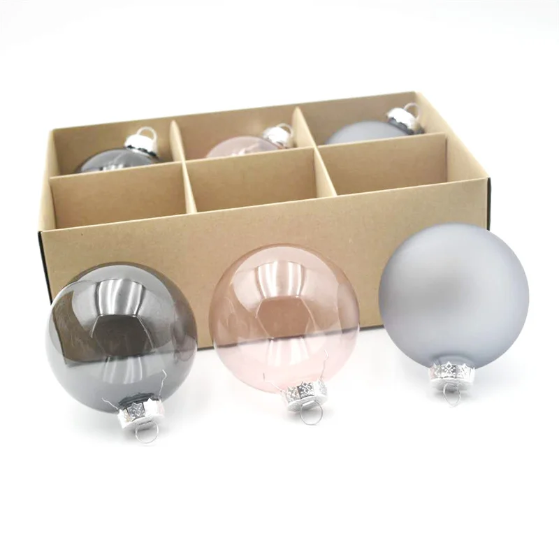 Hanging Balls Exquisite Christmas Tree Ornaments Ball Rose Gold Custom LOGO Hand Blown Glass 8CM