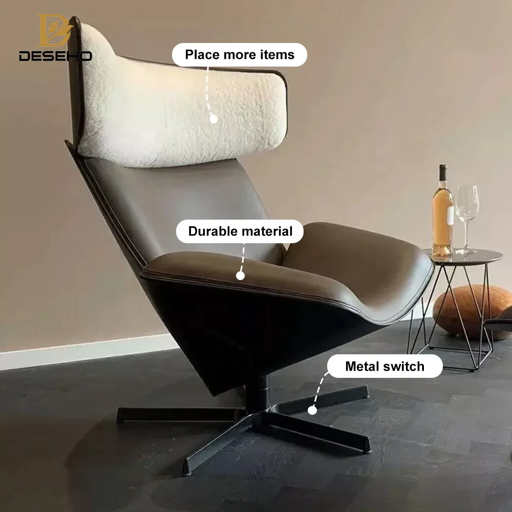 French Style Vintage Fiberglass Genuine Leather Metal Office Living Room Furniture Aviator Home Chair Leisure Armchair