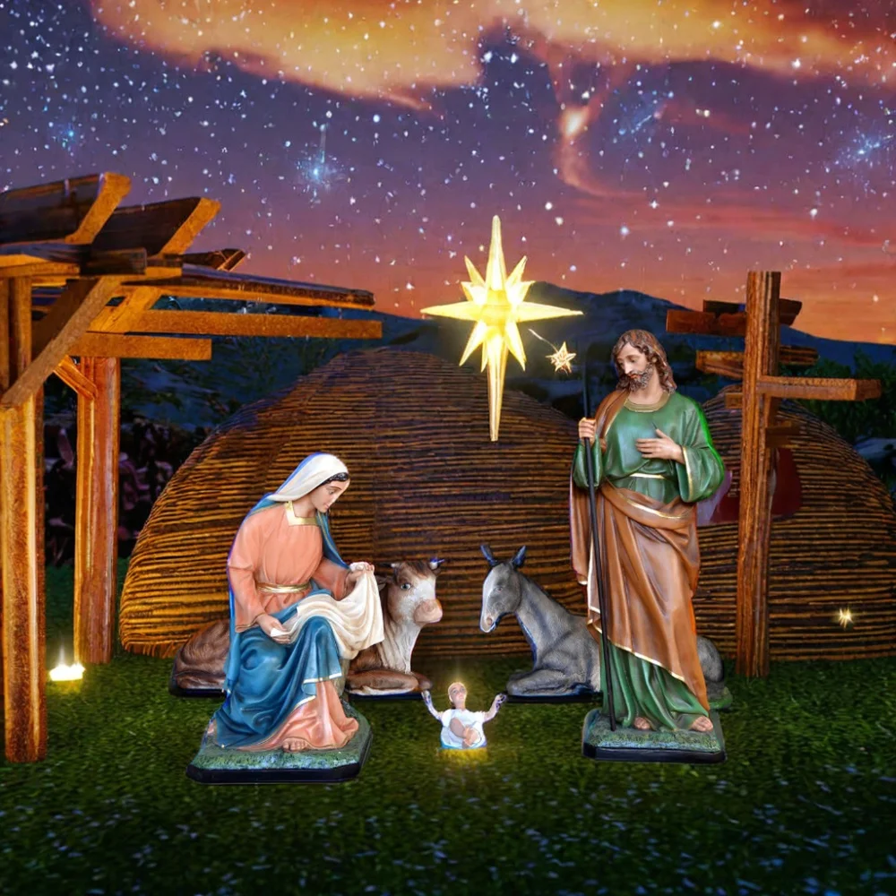 Outdoor Home Decoration Large Size Resin Religious Figure fiberglass nativity sculpture