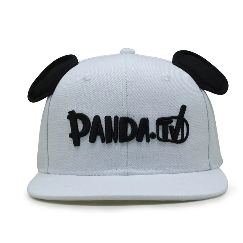 OEM vintage fonts puff embroidery Rabbit ears cute panda snapback cap