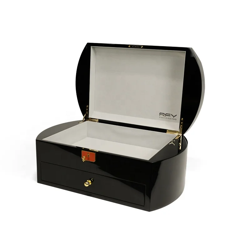 
Sublimation Luxury Black Piano Lacquer Wood Storage Gift Wooden Packaging Boxes 