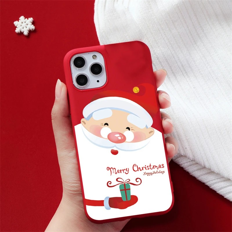 Cartoon christmas style Phone Case for iPhone 14 13 12 11 Pro XR X Xs Max 8 7 Mini Frosted Silicone Cases Soft Back Cover