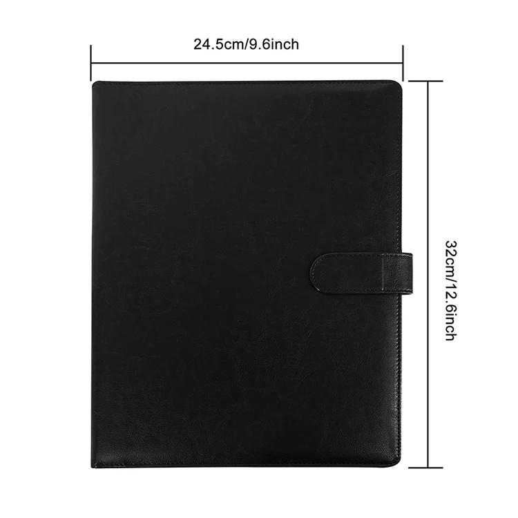Black A4 Custom Leather Padfolios Folder Portfolio Document Holder Compendium File Organizer Folder