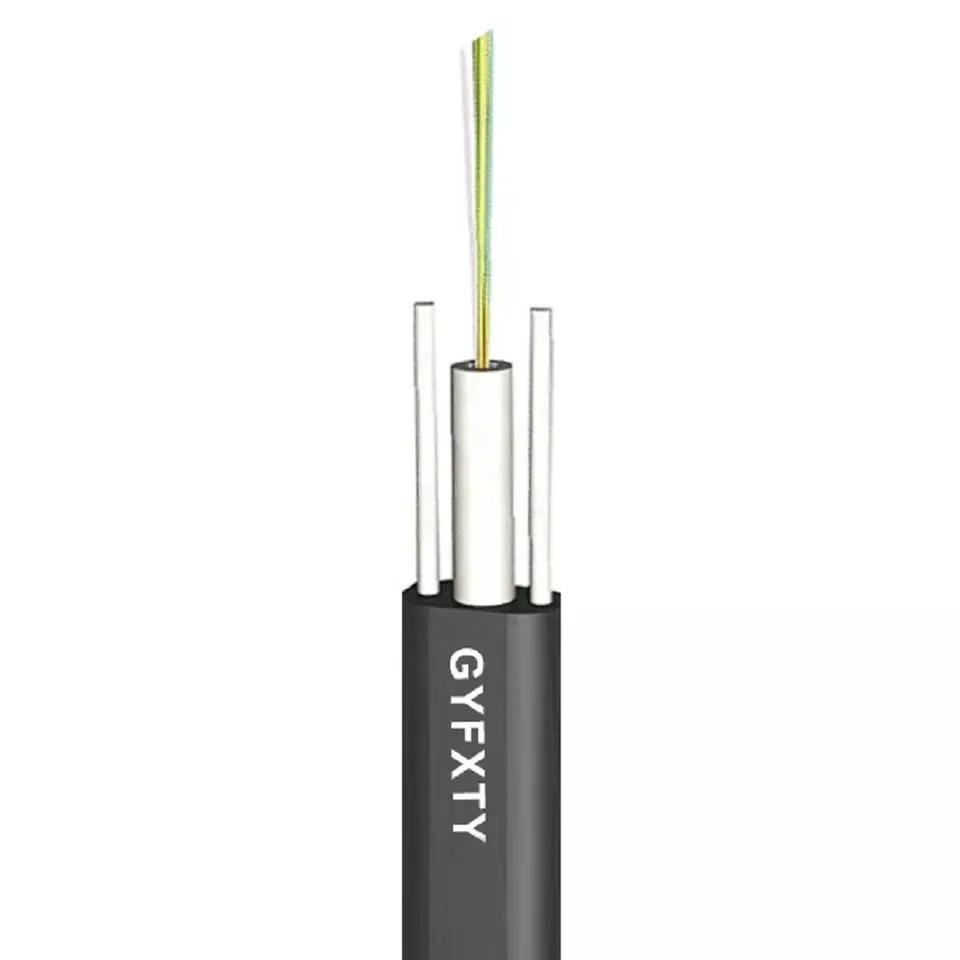 Outdoor Aerial flat drop fiber optical cable 8 core FTTH Drop Central Loose Tube Flat Fiber Optic Cable