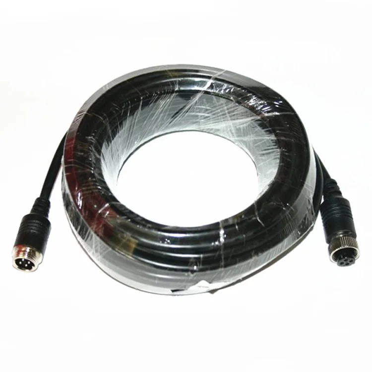 Backup Camera Cable 4pin Video Power Aviation Extension Av Cable Rearview Parking Monitor Cctv System Waterproof Shock Proof 15m