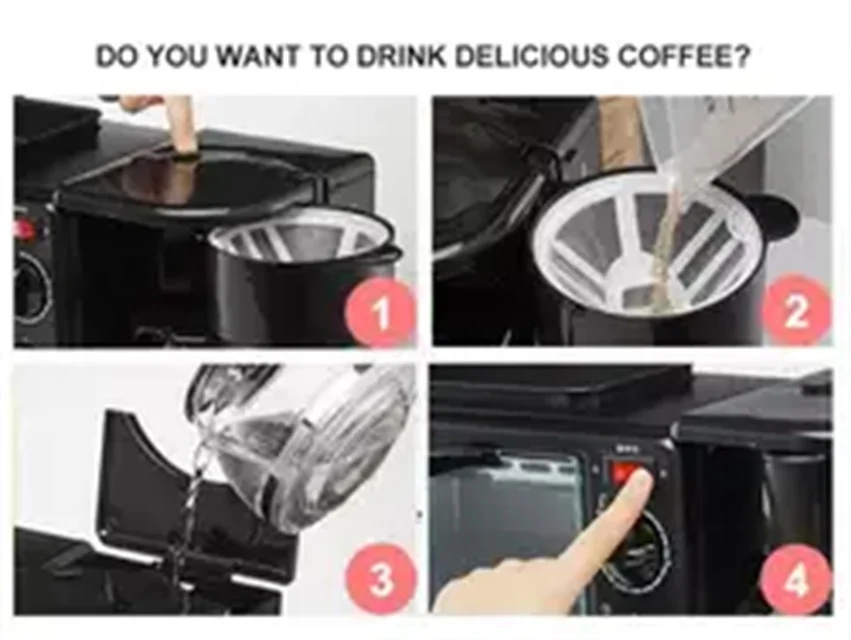 3 in 1 Multifunction Breakfast Maker Set Machine Sandwich Toaster Electric Oven Coffee Maker Multifunction Mini Bread
