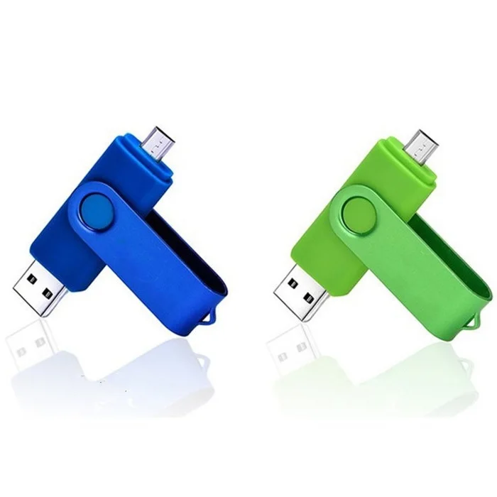 Bulk Cheap 2 in 1 Otg Usb 2.0 Pen Drive 128gb 64gb 32gb 16gb 8gb Smartphone Swivel Memorias Usb Stick Otg Usb Flash Drive