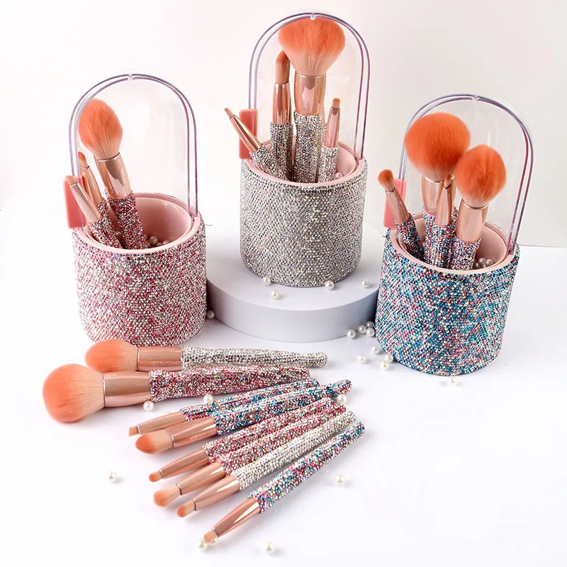 In 2021 new product beauty make-up brush set 8 PCS pink beauty diamond high-grade powder eye shadow brush wholesale and OEM