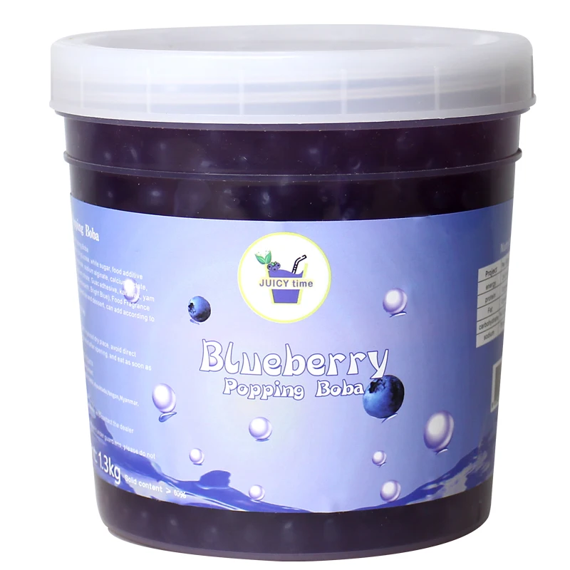 Bubble Tea Wholesale Popping Bursting Boba Juice Ball Blueberry Flavor Milk Shop Supplier