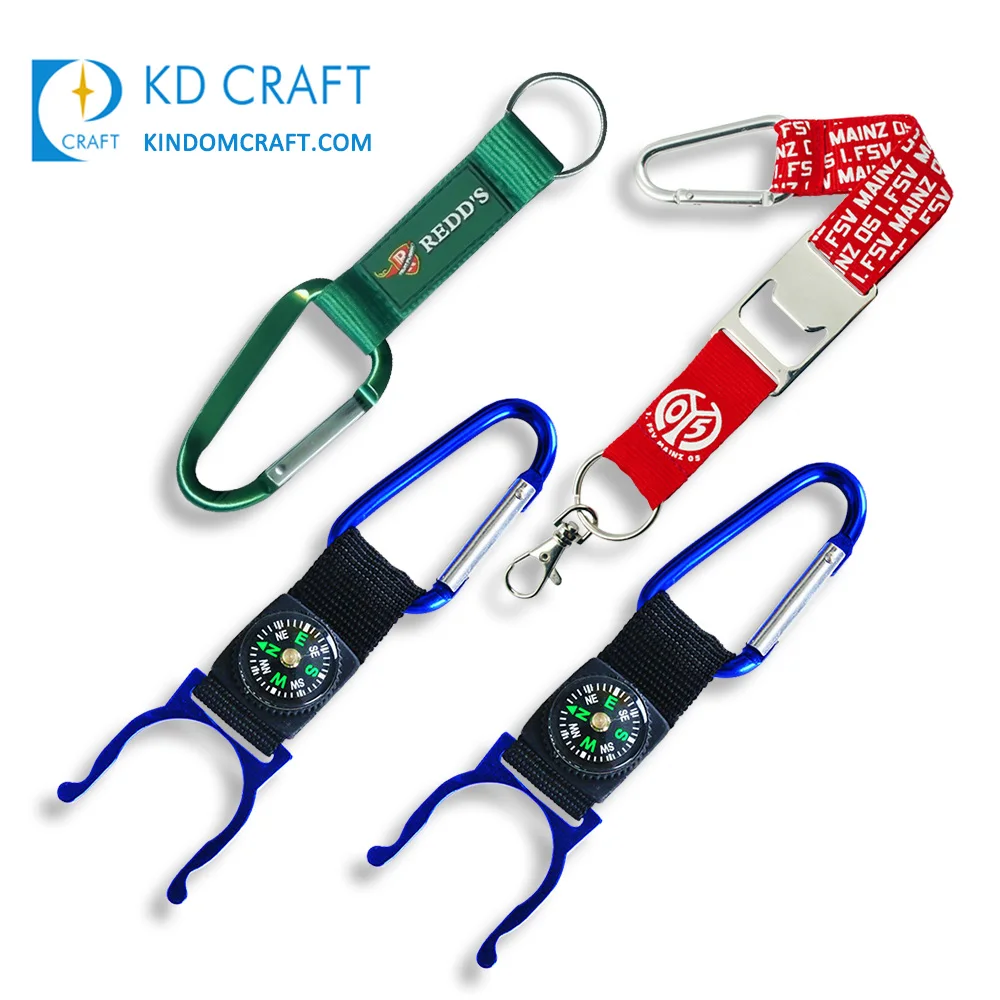 High quality no minimum custom logo printing polyester climbing hook wrist strap short carabiner lanyard keychain