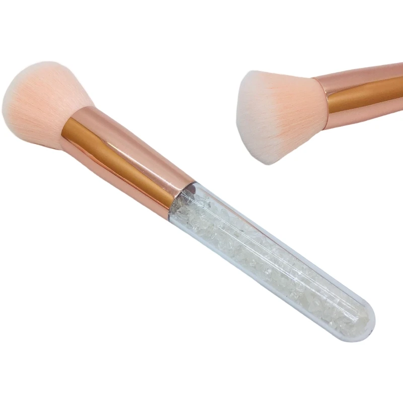 Natural Healing Energy Rose Quartz Crystal Gemstone Custom Luxury Makeup Brushes Set