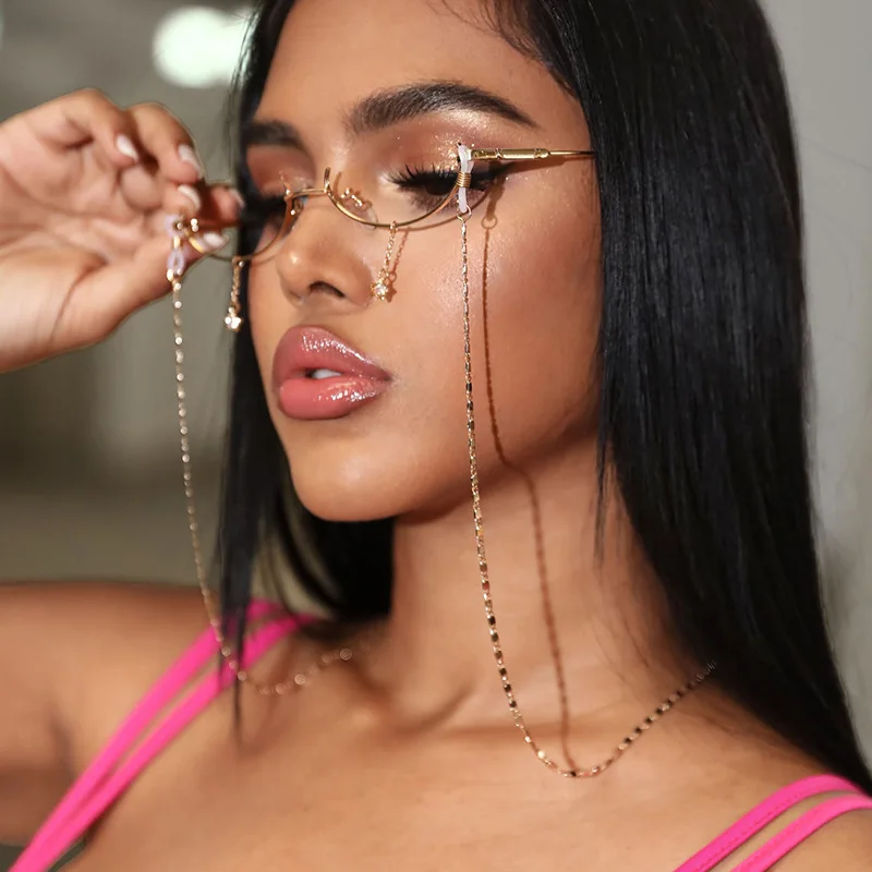 Wholesale Plated Gold Link Glasses Chain Holder Necklace Sunglasses Straps Lanyard Face Masking Eyeglasses Chain Cord