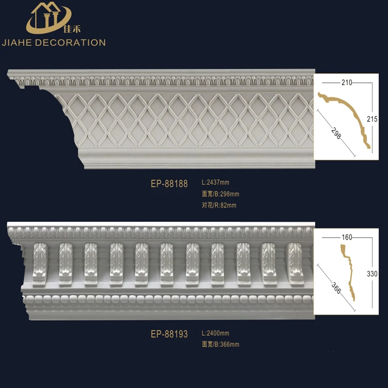 
Deluxe Tassel design wider face carved 3D polyurethane /PU foam cornice moulding for interior decor 