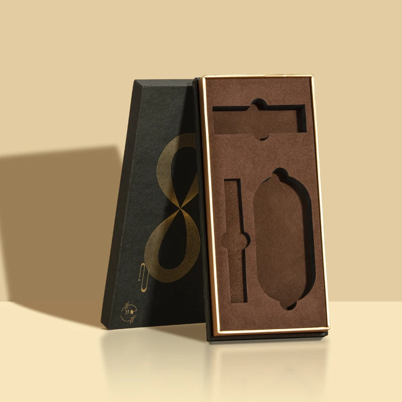 Zeal-x packing custom high quality Customizable wholesale brown outer box black lining noble and elegant gift packaging box