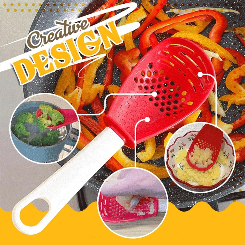 Multifunctional Kitchen Cooking Spoon Mashing Draining Colander Pressing Mashed Potatoes Grinding Ginger Garlic Cooking Spatula