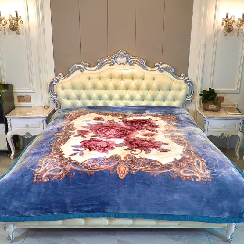 Luxury Korean Mink Blanket Super Soft 2 Ply Acrylic Queen Size Comfortable Bed Use Portable Cheap