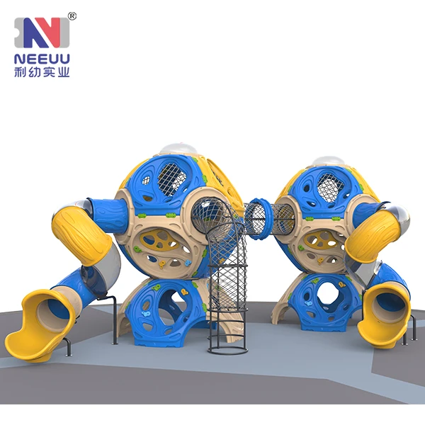 Molecular climbing series children adventure playground equipment safety playground with Spiral tunnel slide