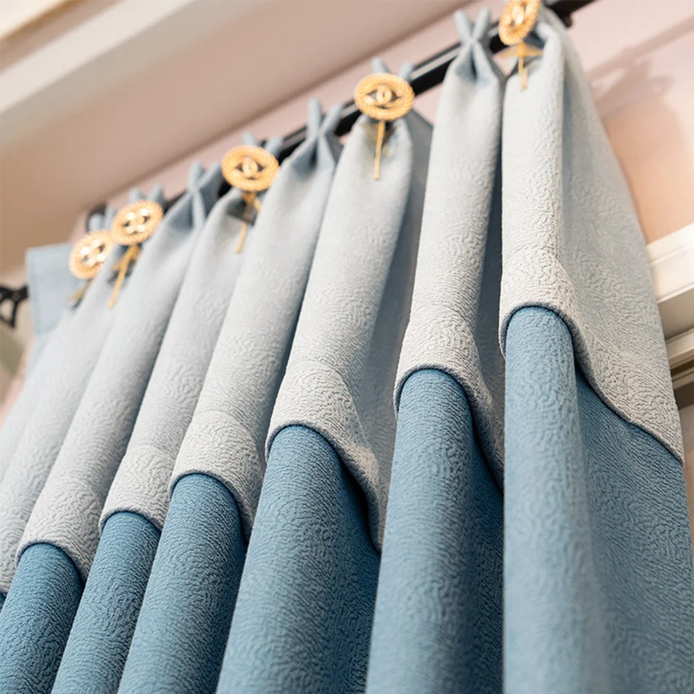 Fashions Indoor Curtains Factory Direct Sale Blackout Shadings Chenille Stitching Color Curtains For The Living Room Luxury