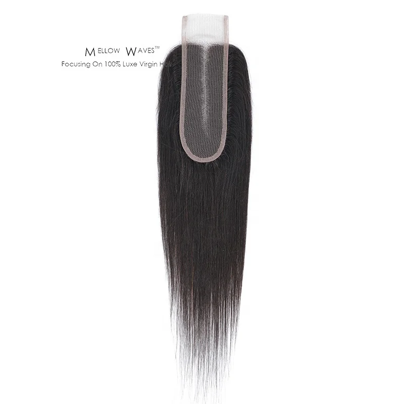 
Mellow Waves Kim K Kardashian Straight Preplucked Human Hair 2x6 Lace Closure Straight With Baby Hair Millde Part For Women 
