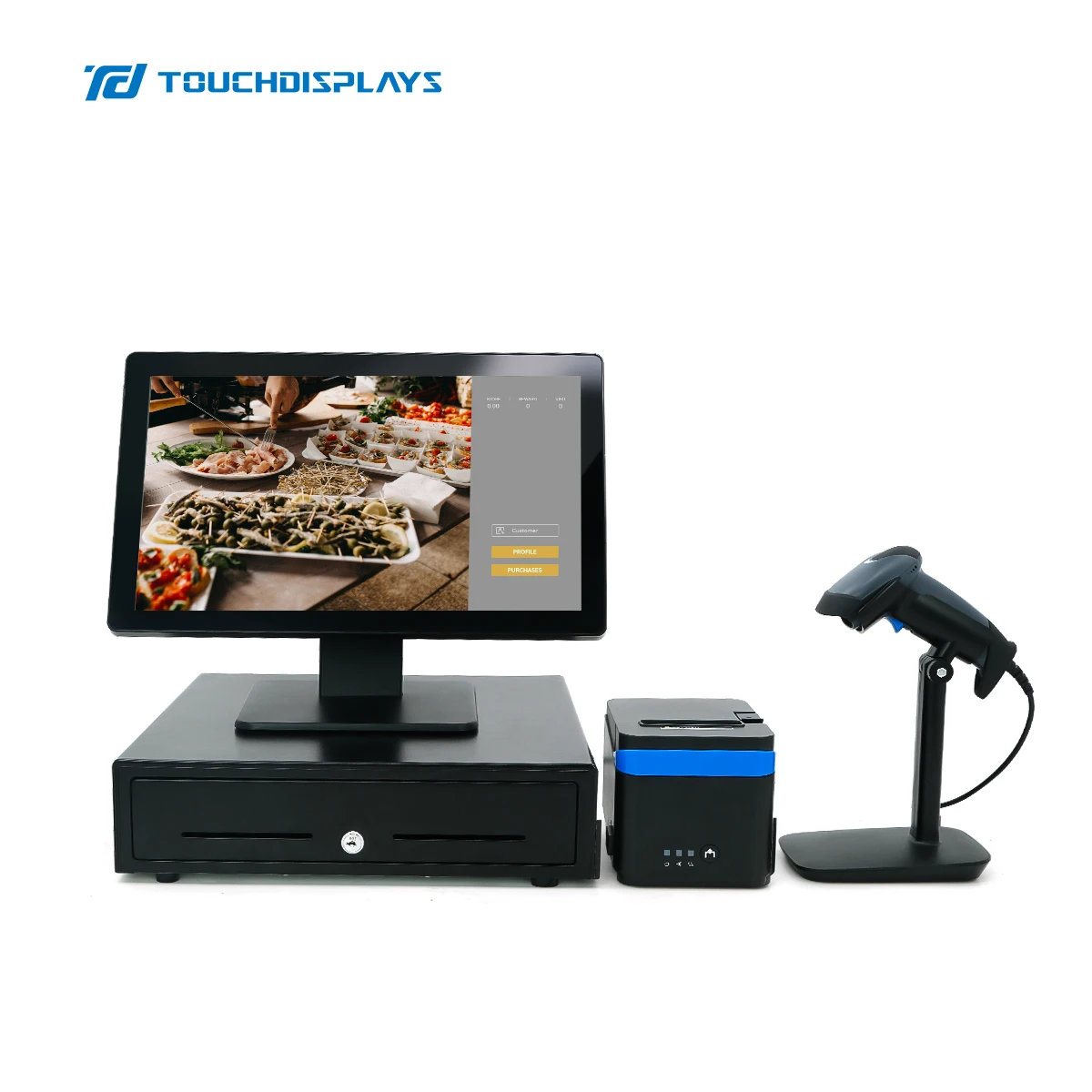 TouchDisplays 18.5 Inch touch cash registers machine pos system for sale for supermarket restaurant retail coffee shop