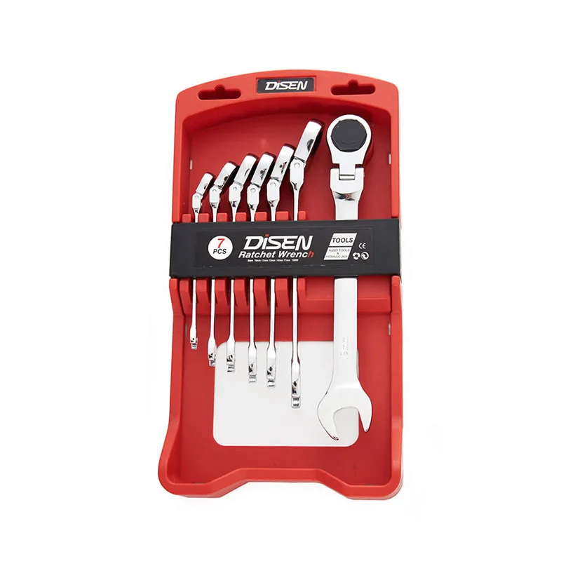 Chinese Factory Flexible Head Ratchet Wrench Set Double Offset Ring Kit