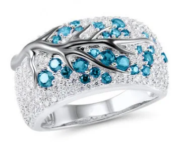 Новый дизайн модные ювелирные украшения креативное цельное кольцо с бриллиантами в виде ветки сливы для женщин