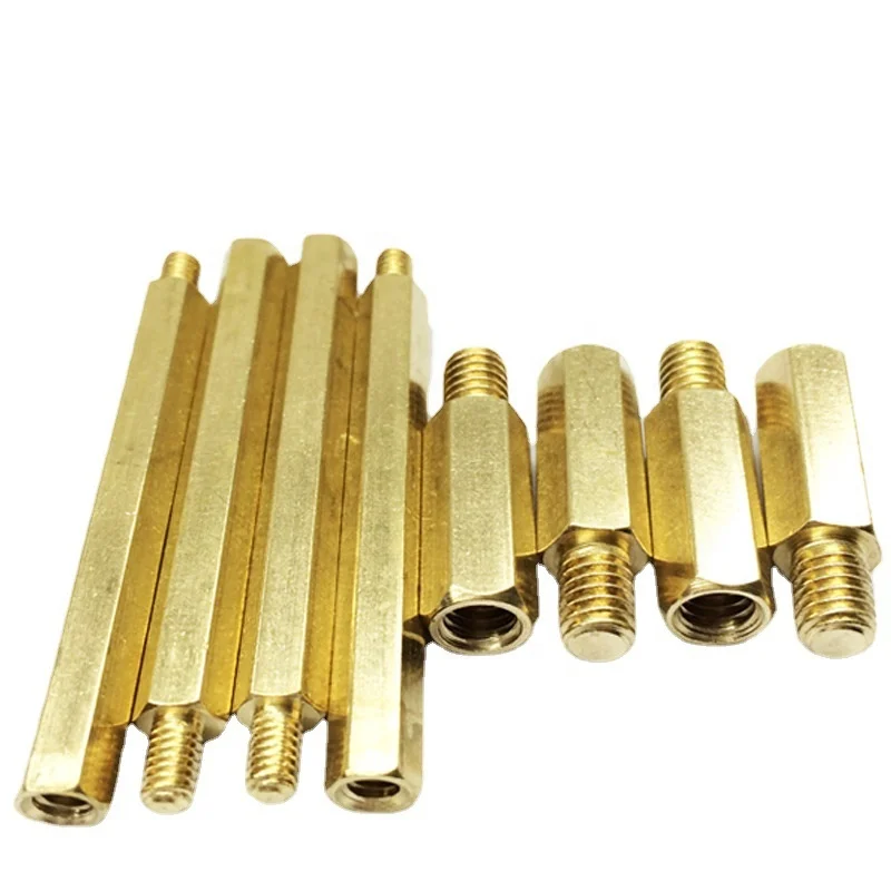 Custom double pass hexagonal copper column flat head hollow stud through hole chassis main board isolation copper column