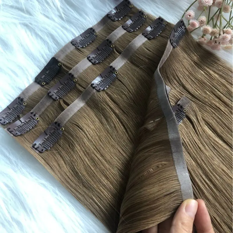 Time Limited Price Pu Extensions Clip in Raw Indian Invisible Human Hair Extension for Hairstylist