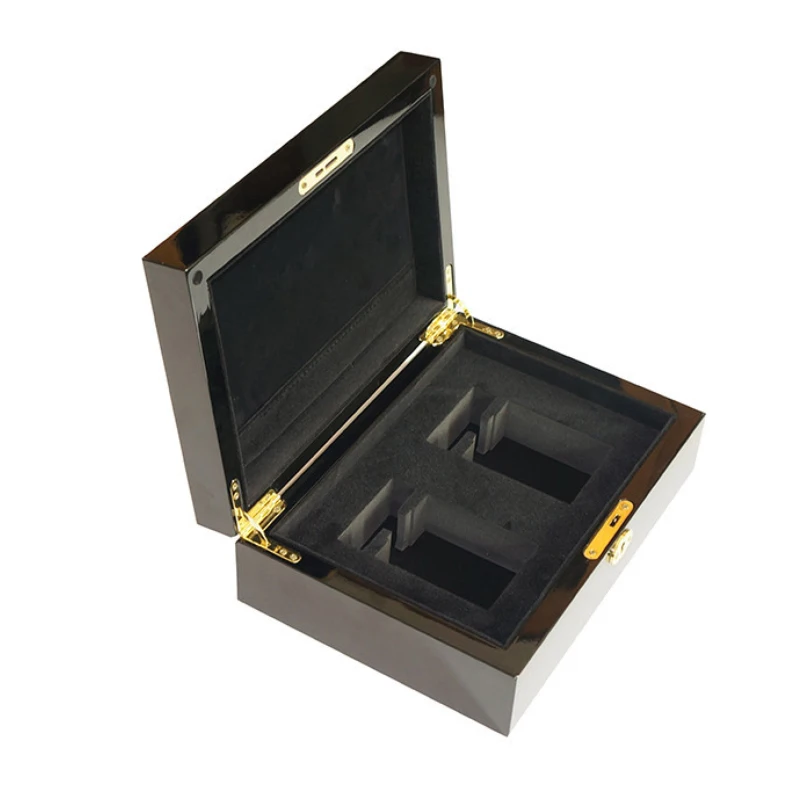 Custom Logo Black Paint Lid Closure Cosmetics Packing Flip Gift Bottle Top Luxury Mdf Wood Perfume Package Box