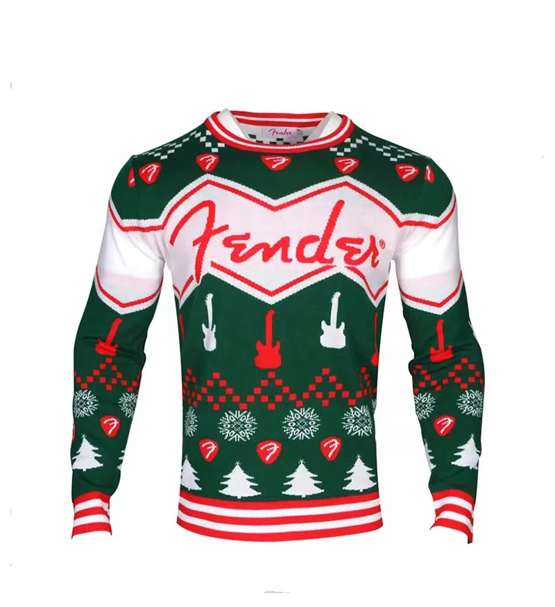 Printed Christmas Pullover Knit Sweaters for Women and Men  Round Neck Knit Sweater shirts Made from Acrylic Material