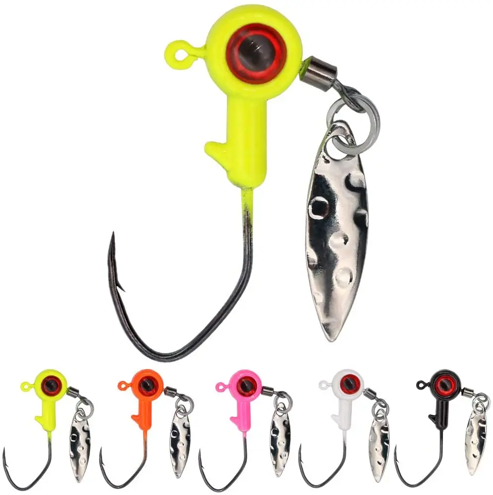 Fly Tying Bass Crappie Round Jigging Head Hooks 1/8 1/16 1/32oz 25pack Fishing Jig Heads Kits for with Box