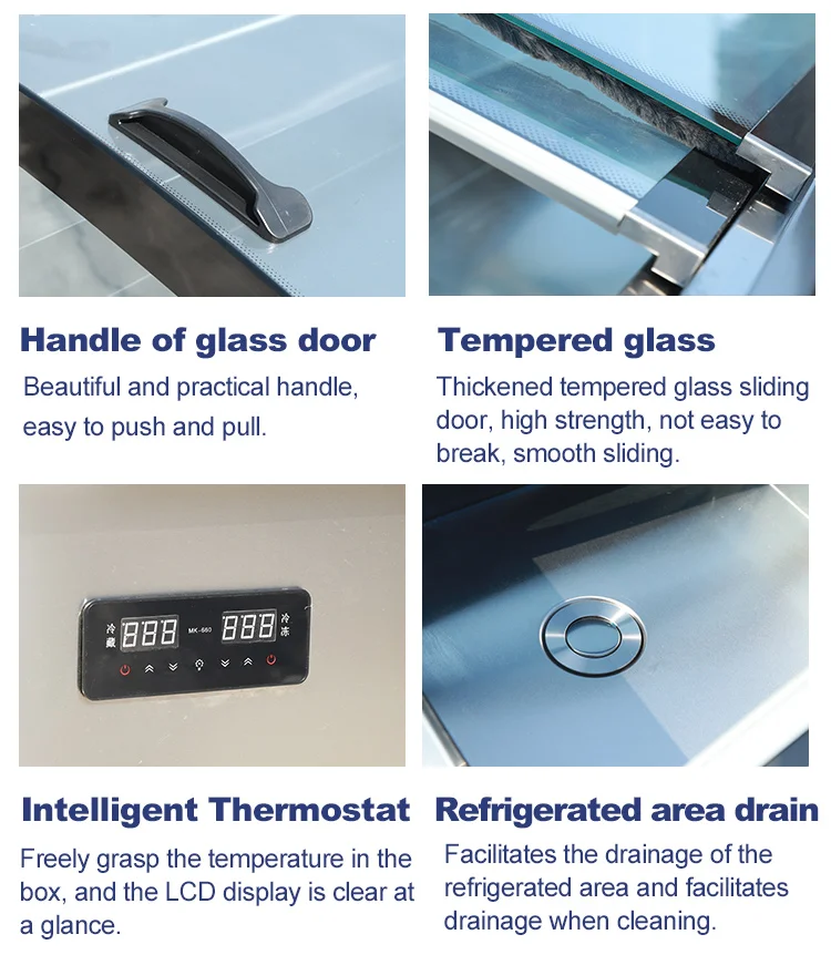 2 floors Stainless Steel Barbecue Cooked Food Ice Table Refrigeration Freezing And Fresh-keeping Ladder Display Cabinet