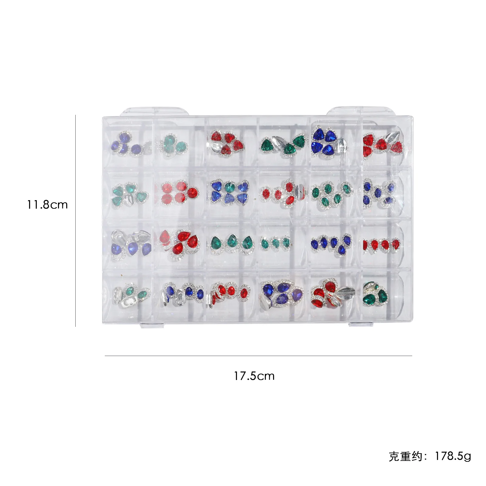 OEM 24 Grids Metal Alloy Nail Art Rhinestone Charms Luxury 3D Nail Art Jewelry Zircon Decoration Designer Nail Charms